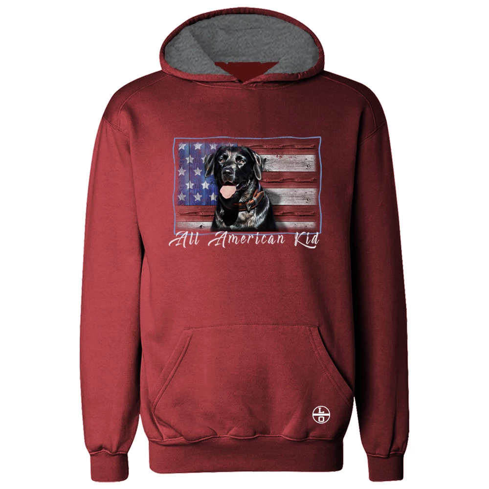 LO Youth Boy's All American Kid Polyester Long Sleeve Hoodie Garnet - LOYPH-09 - Hooded Sweatshirt Kid's 3 LO Youth Boy's All American Kid Polyester Long Sleeve Hoodie Garnet - LOYPH-09 - Hooded Sweatshirt Kid's