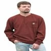 Lincoln Outfitters Men's Long Sleeve Bedford Henley Red - BRK-E0379 - Long Sleeve Shirts