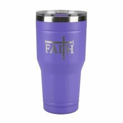 Lincoln Outfitters "Faith" 30 oz. Religious Tumbler, Purple - 89-642-0204 - Tumblers