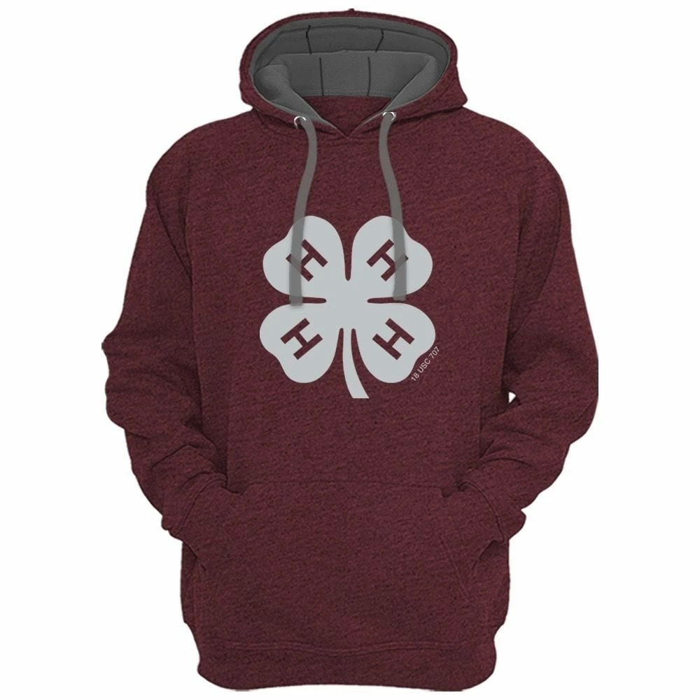 Lincoln Outfitters 4-H Filled Clover Men's Long Sleeve Fleece Hoodie - 4HH-03-MAR - Hooded Sweatshirts 3 Lincoln Outfitters 4-H Filled Clover Men's Long Sleeve Fleece Hoodie - 4HH-03-MAR - Hooded Sweatshirts
