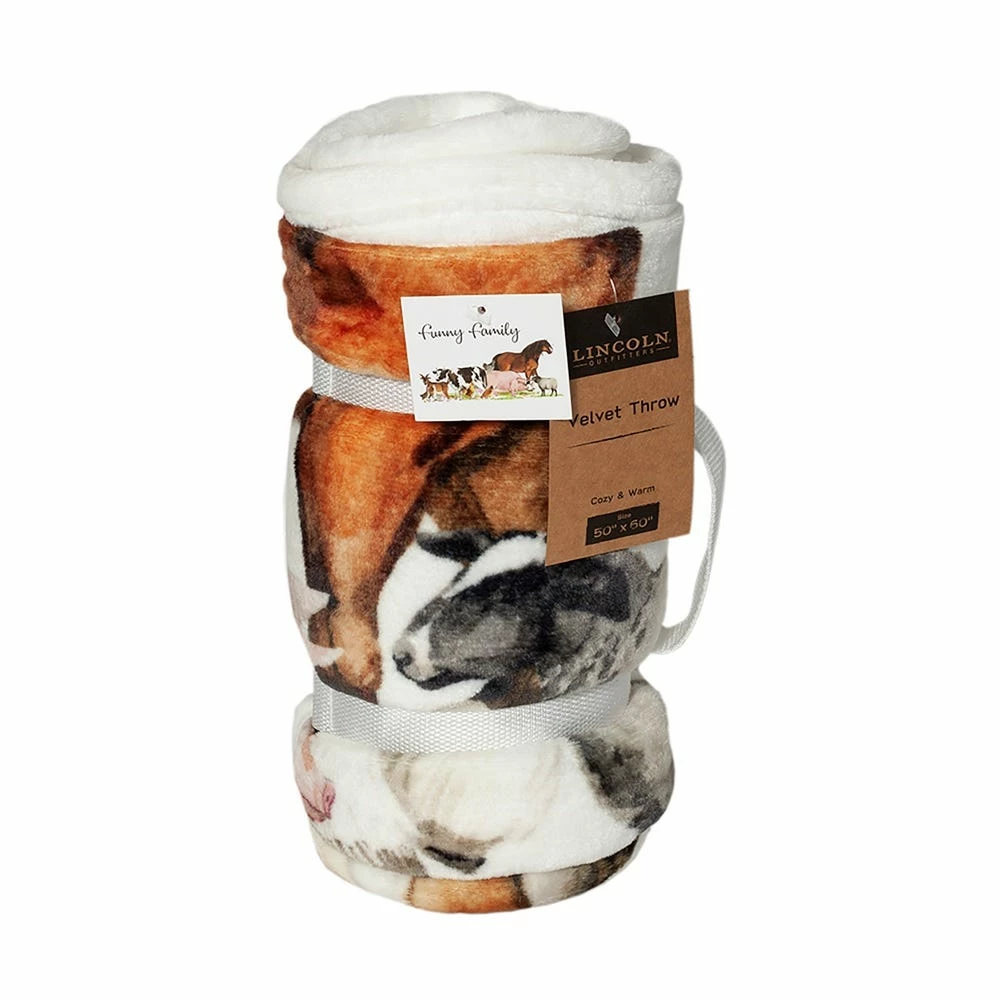 Lincoln Outfitters Funny Family Cow Printed Photoreal Velvet 50 x 60 Throw - RK-PHVEL-FUN - Blankets & Bedspreads 3 Lincoln Outfitters Funny Family Cow Printed Photoreal Velvet 50 x 60 Throw - RK-PHVEL-FUN - Blankets & Bedspreads