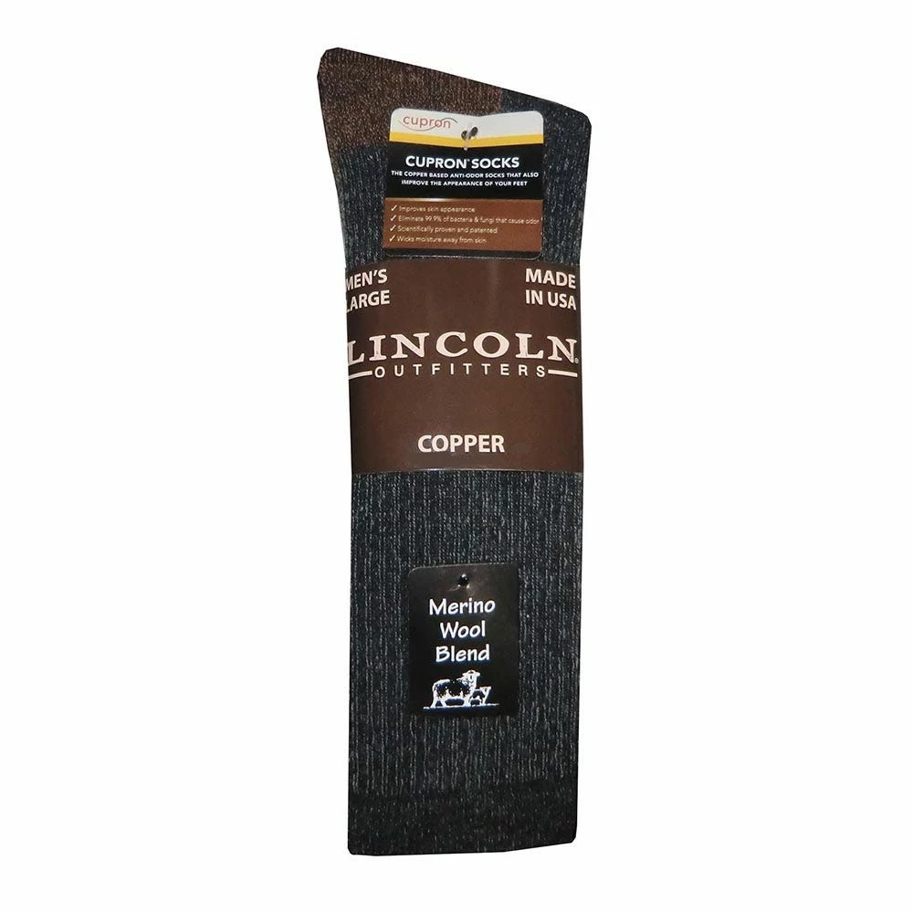 Lincoln Outfitters Men's Cupron Copper Merino Wool Blend Sock Grey - L72304-G - Socks 3 Lincoln Outfitters Men's Cupron Copper Merino Wool Blend Sock Grey - L72304-G - Socks